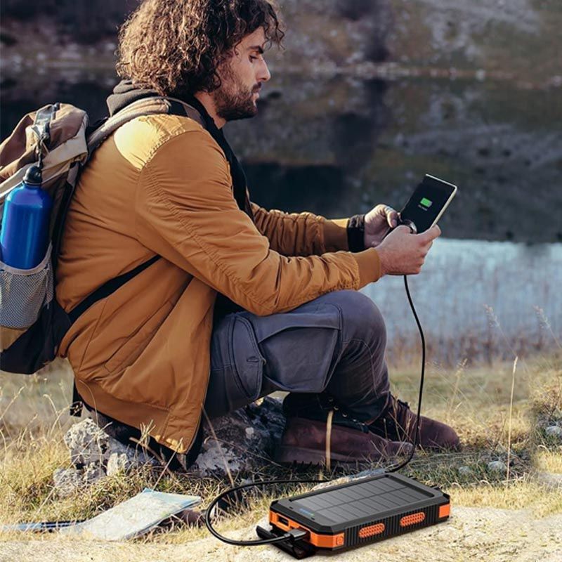 10000mAh Solar Power Bank with Dual USB and Flashlight