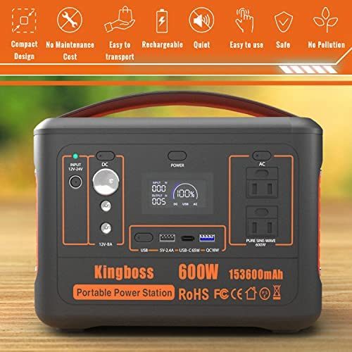 600W Portable Power Station 568Wh 153600mAh Solar Generator Backup Power With AC/DC/ PD 65W Type-c/QC3.0/Wireless Charger /Flashlight; CPAP Battery Pack Emergency Power Supply Battery Power
