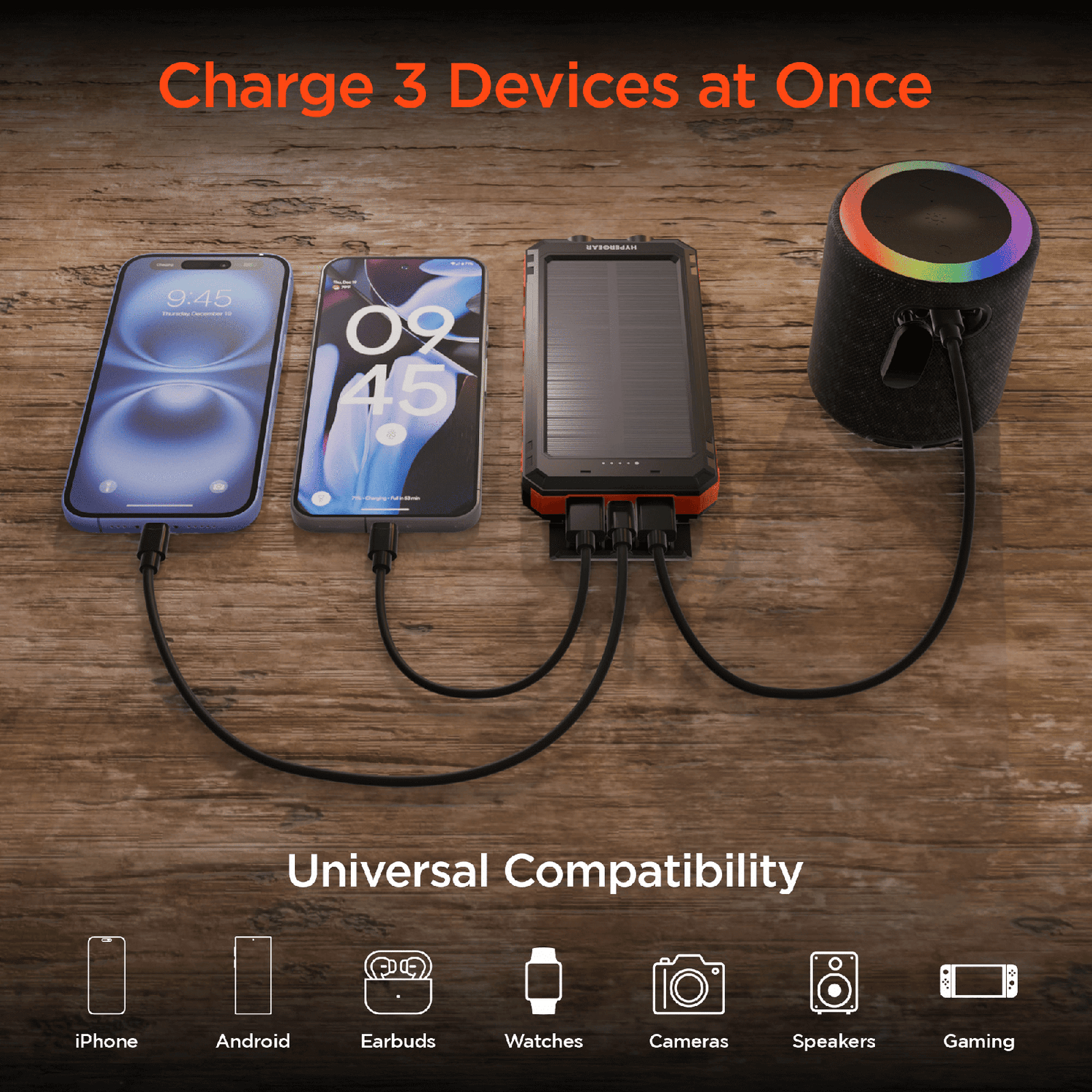 HyperGear SolPro 10000mAh Fast Charge Solar Power Bank