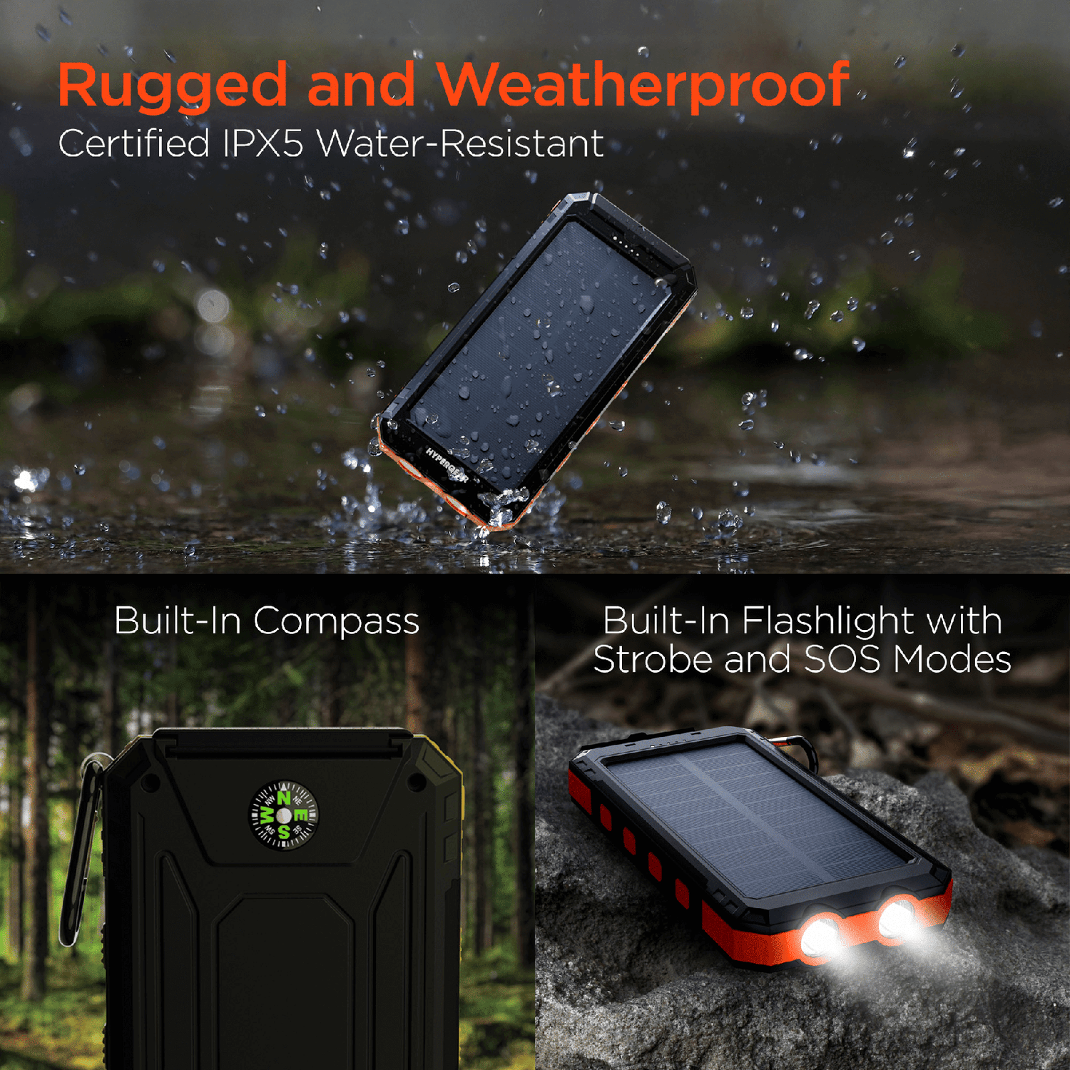 HyperGear SolPro 10000mAh Fast Charge Solar Power Bank