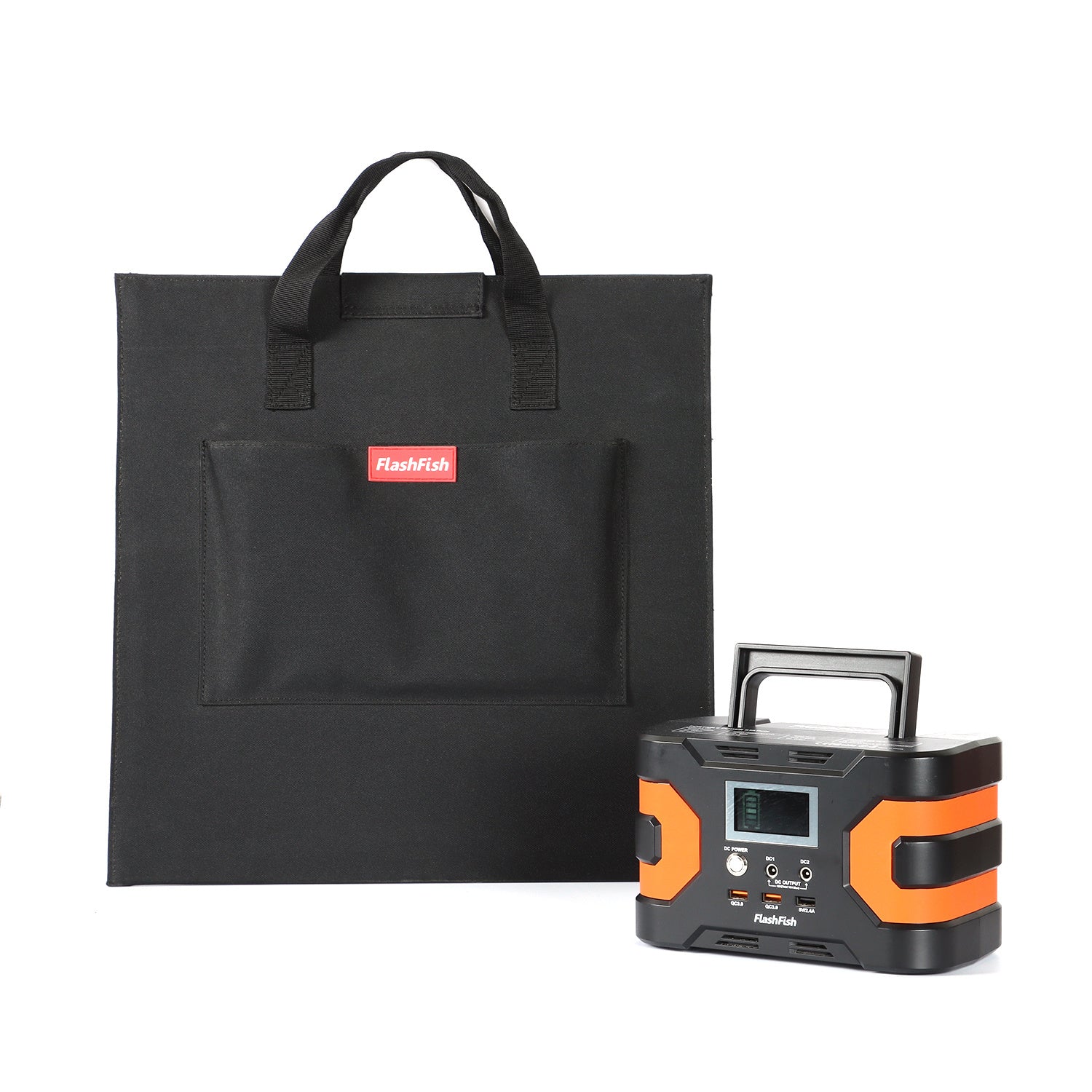 200W Peak Power Station, Flashfish CPAP Battery 166Wh 45000mAh Backup Power Pack With 50W 18V Portable Solar Panel, FLASHFISH Foldable Solar Charger