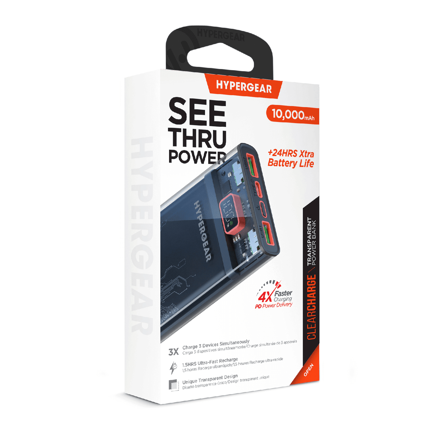 HyperGear ClearCharge 10000mAh Transparent PD Power Bank