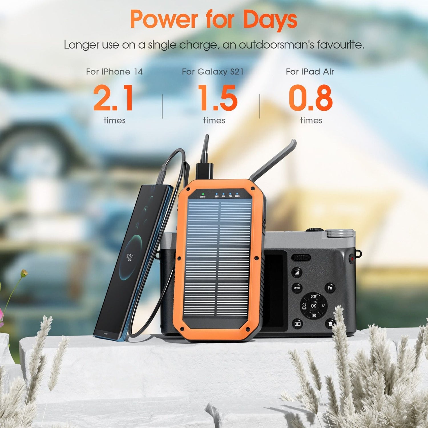 10000mAh Portable Power Bank with USB-C Cable