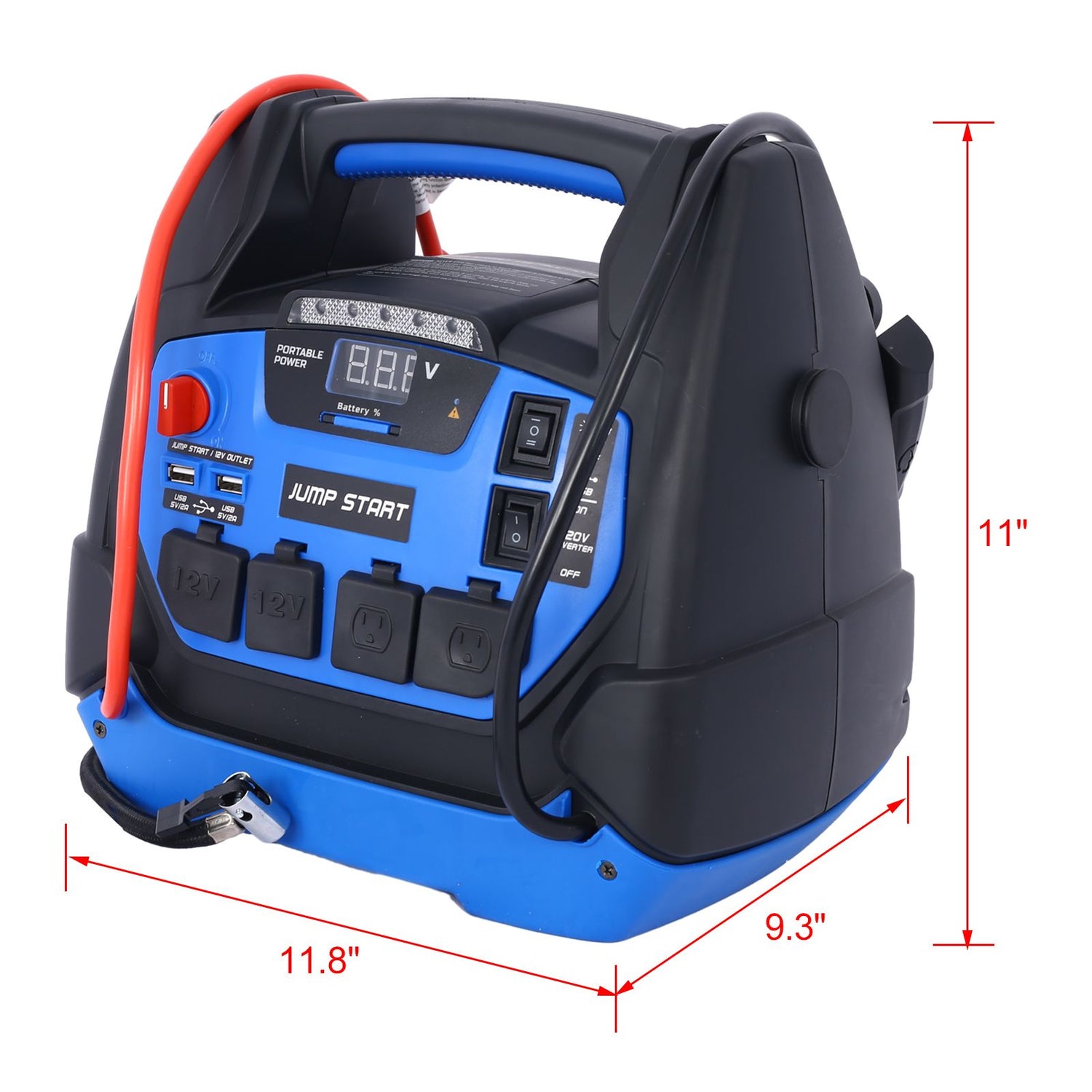 1800 Amp Rechargeable Jump Starter with Air Compressor