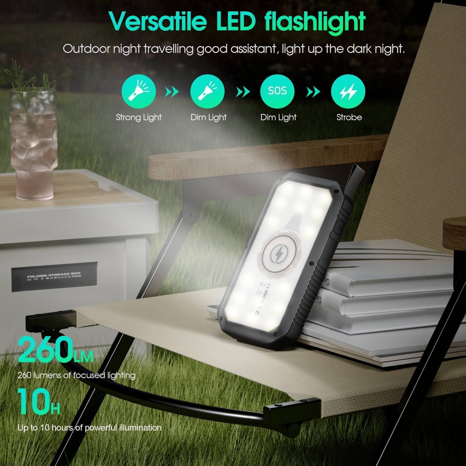 10000mAh Portable Power Bank with USB-C Cable