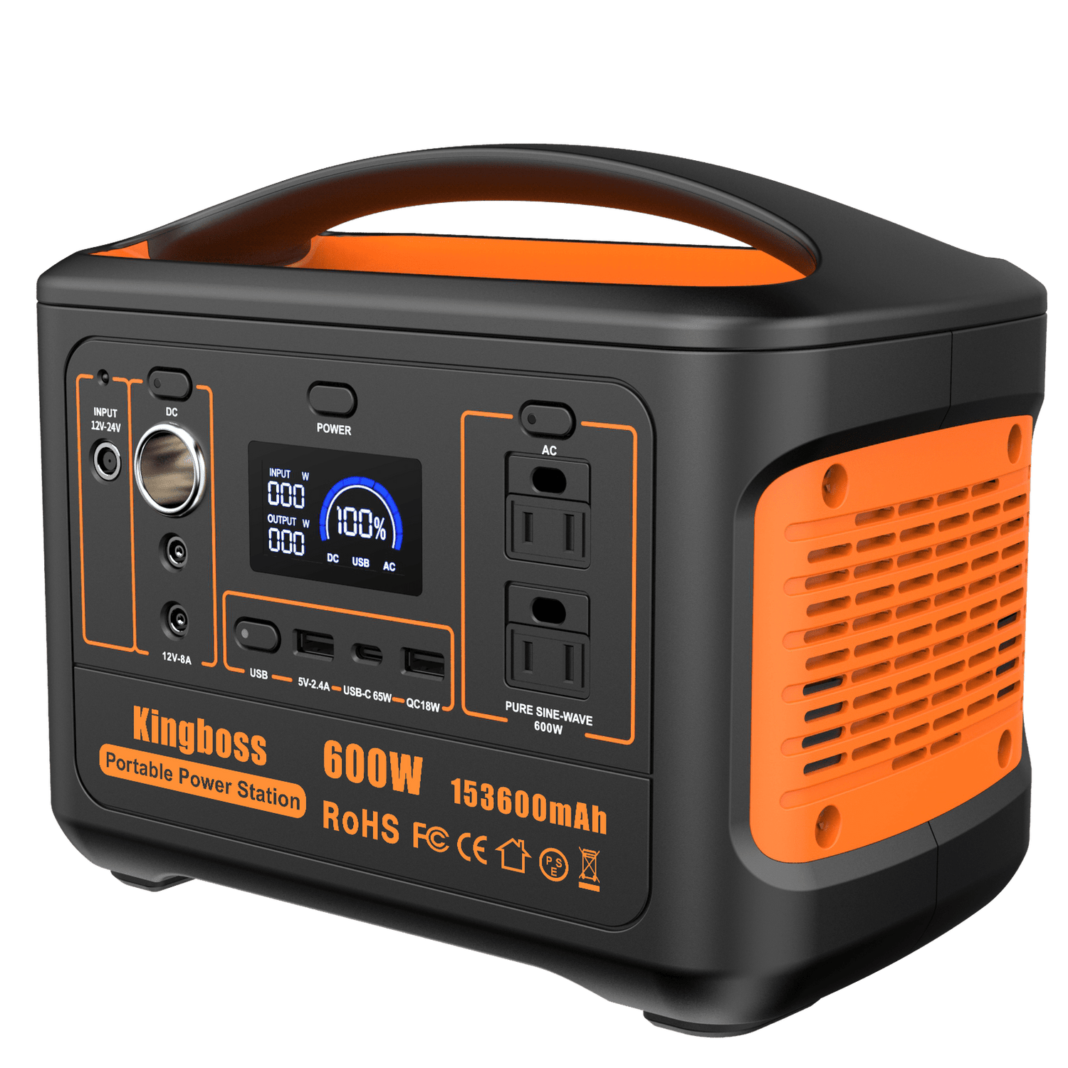 600W Portable Power Station 568Wh 153600mAh Solar Generator Backup Power With AC/DC/ PD 65W Type-c/QC3.0/Wireless Charger /Flashlight; CPAP Battery Pack Emergency Power Supply Battery Power