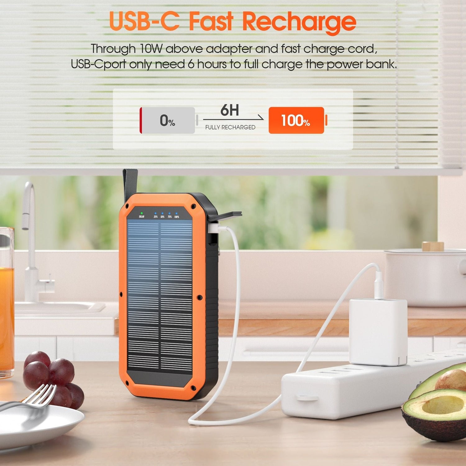 10000mAh Portable Power Bank with USB-C Cable