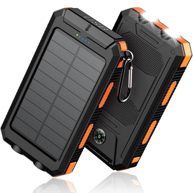 10000mAh Solar Power Bank with Dual USB and Flashlight