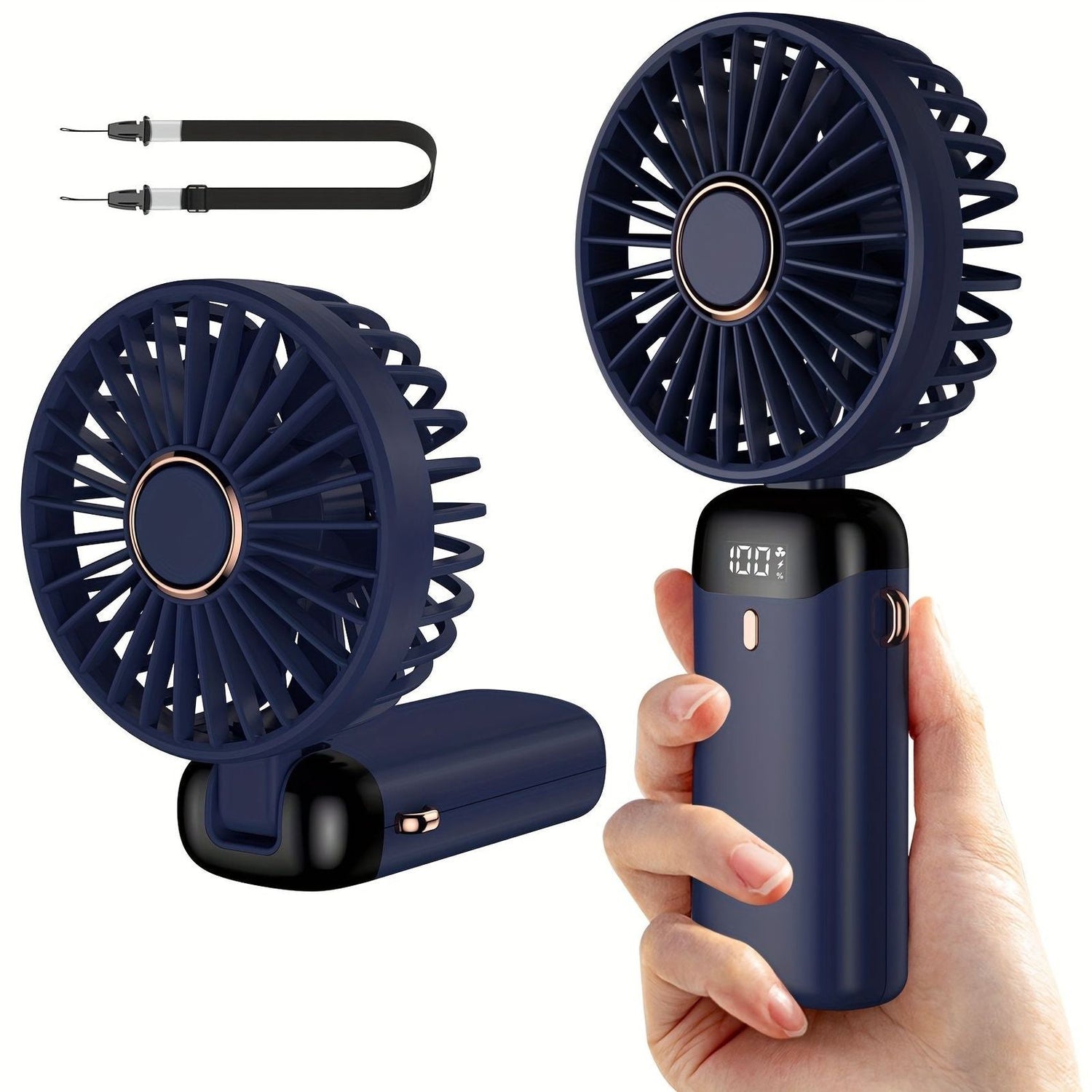 Pro Dual Handheld Silent Fan w/ Powerbank