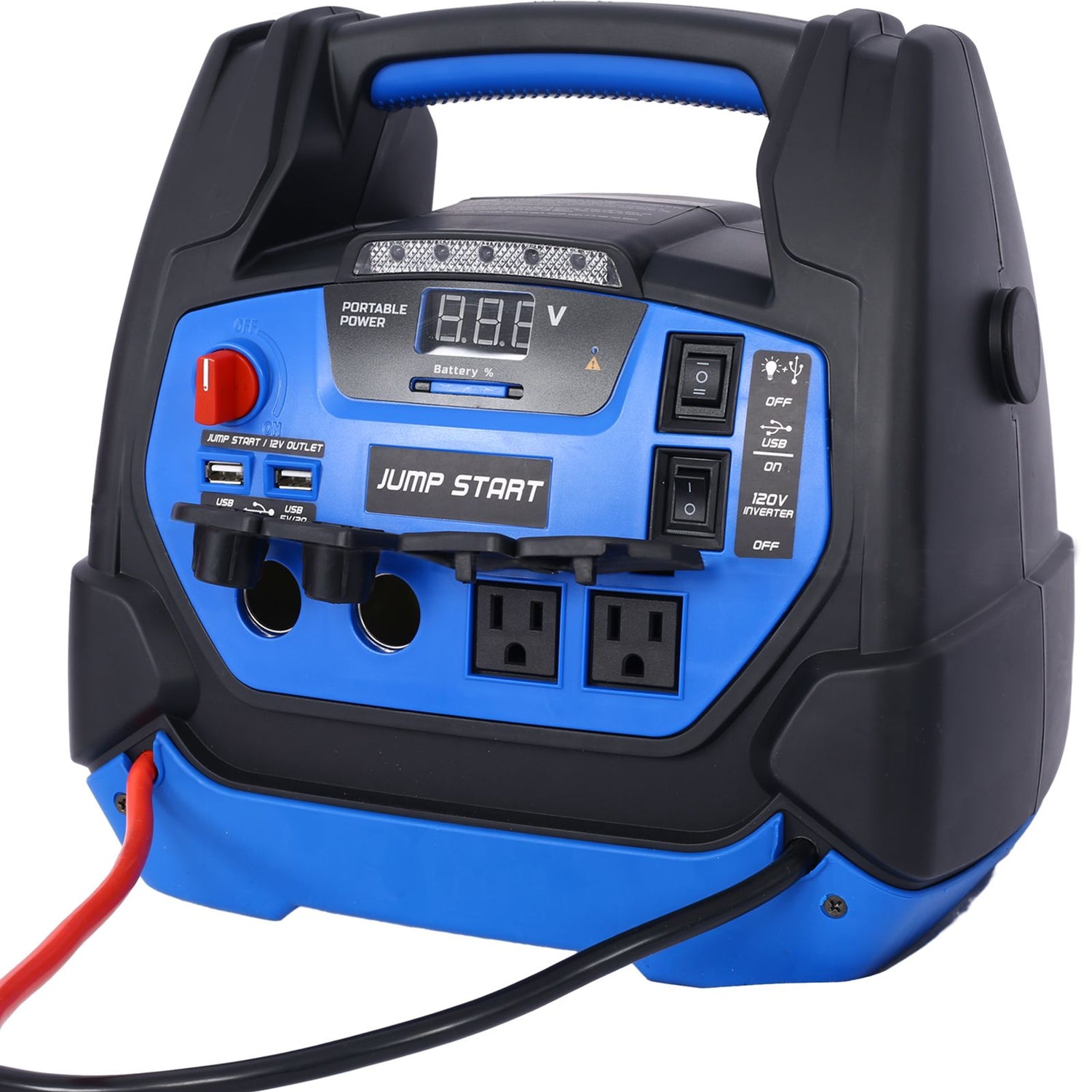 1800 Amp Rechargeable Jump Starter with Air Compressor