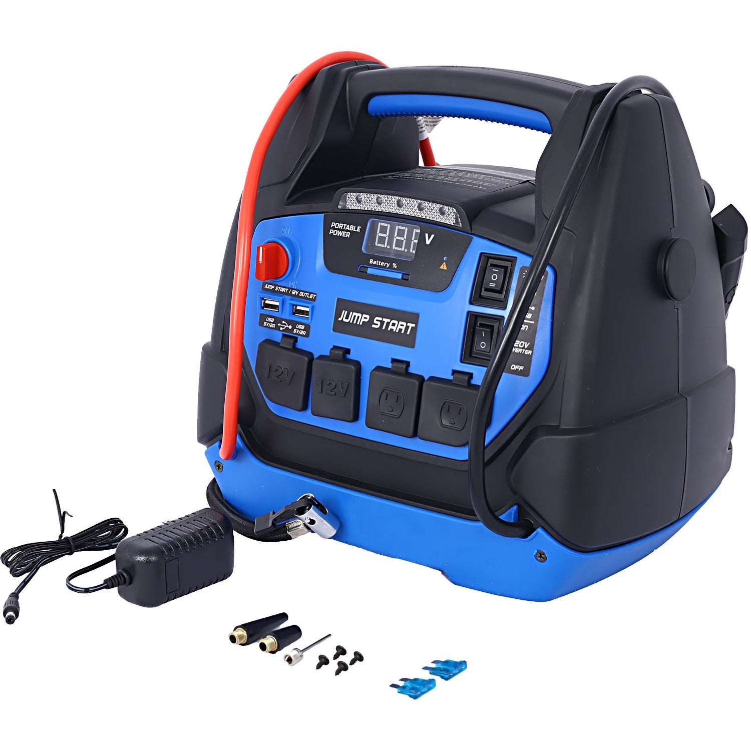 1800 Amp Rechargeable Jump Starter with Air Compressor