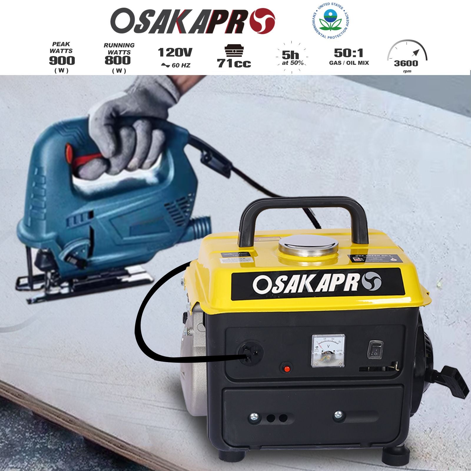 Portable Gas Powered Low Noise Outdoor Generator