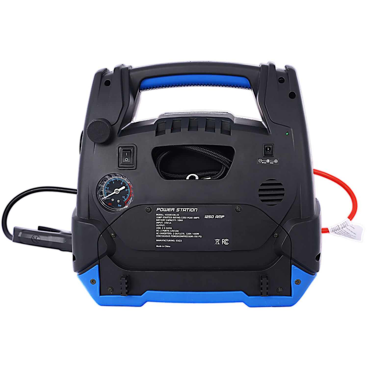 1800 Amp Rechargeable Jump Starter with Air Compressor