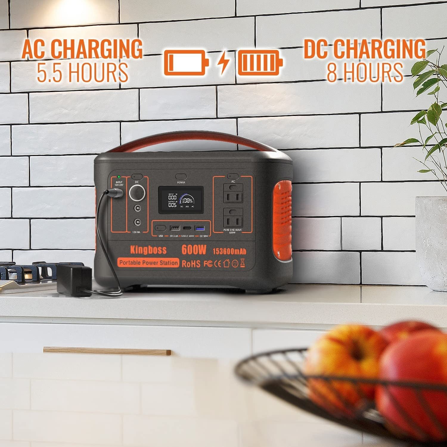 600W Portable Power Station 568Wh 153600mAh Solar Generator Backup Power With AC/DC/ PD 65W Type-c/QC3.0/Wireless Charger /Flashlight; CPAP Battery Pack Emergency Power Supply Battery Power
