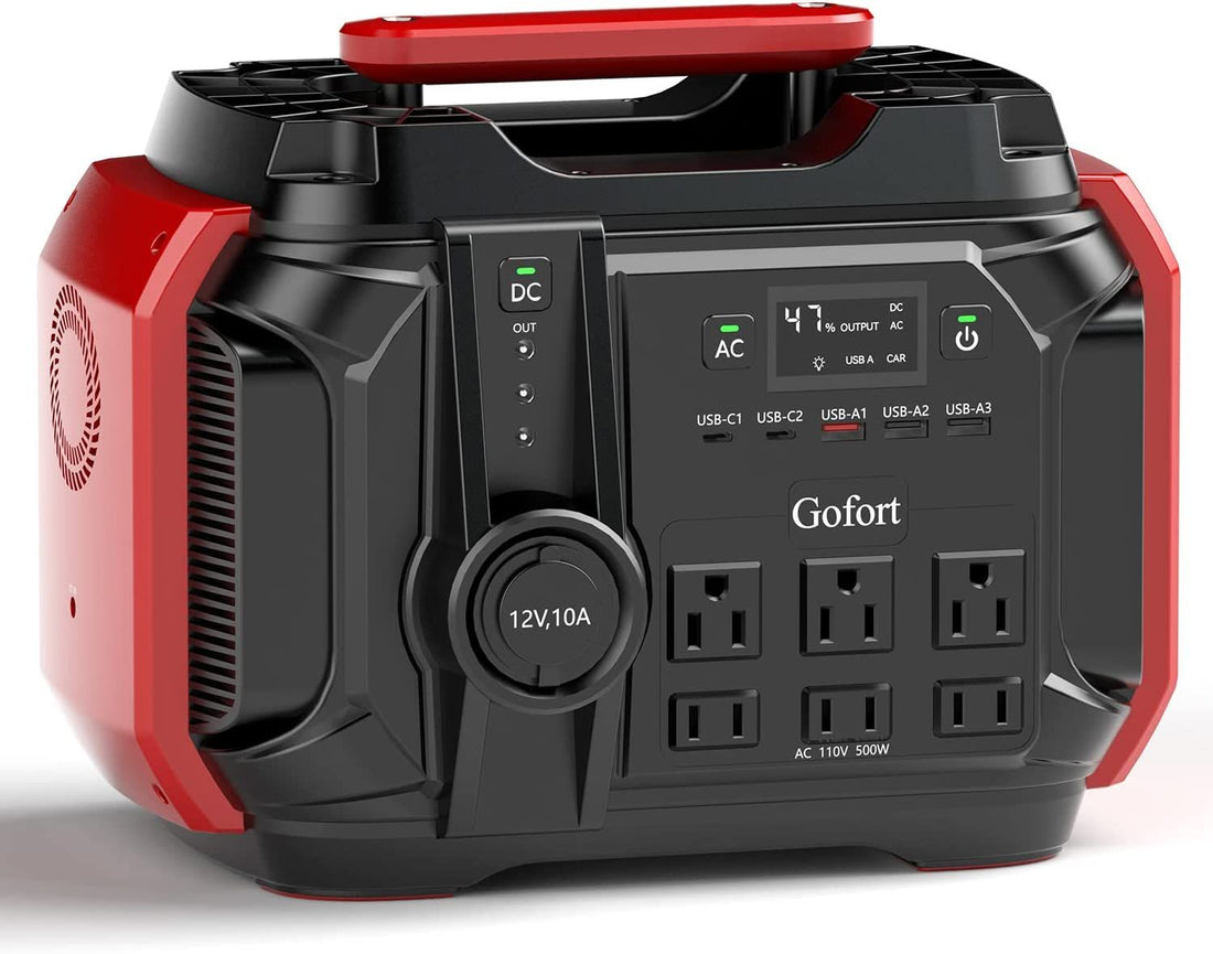 GOFORT Portable Power Station 540Wh/500W Peak 1000W 6 x AC 110V Outlets PD 60W Portable Solar Generator CPAP Battery Power Outage Supplies Emergency Backup Power for Outdoor RV/Van Camping Fishing