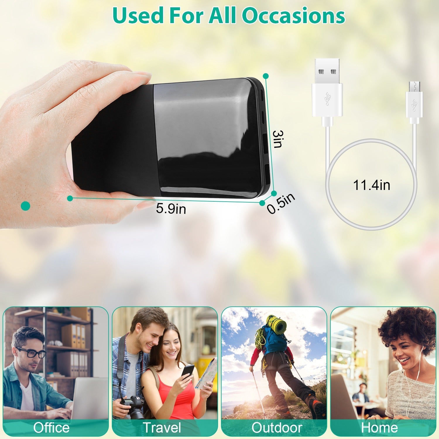 20000mAh Portable Charger Power Bank External Battery Pack with Digital Display Dual USB Charge Ports