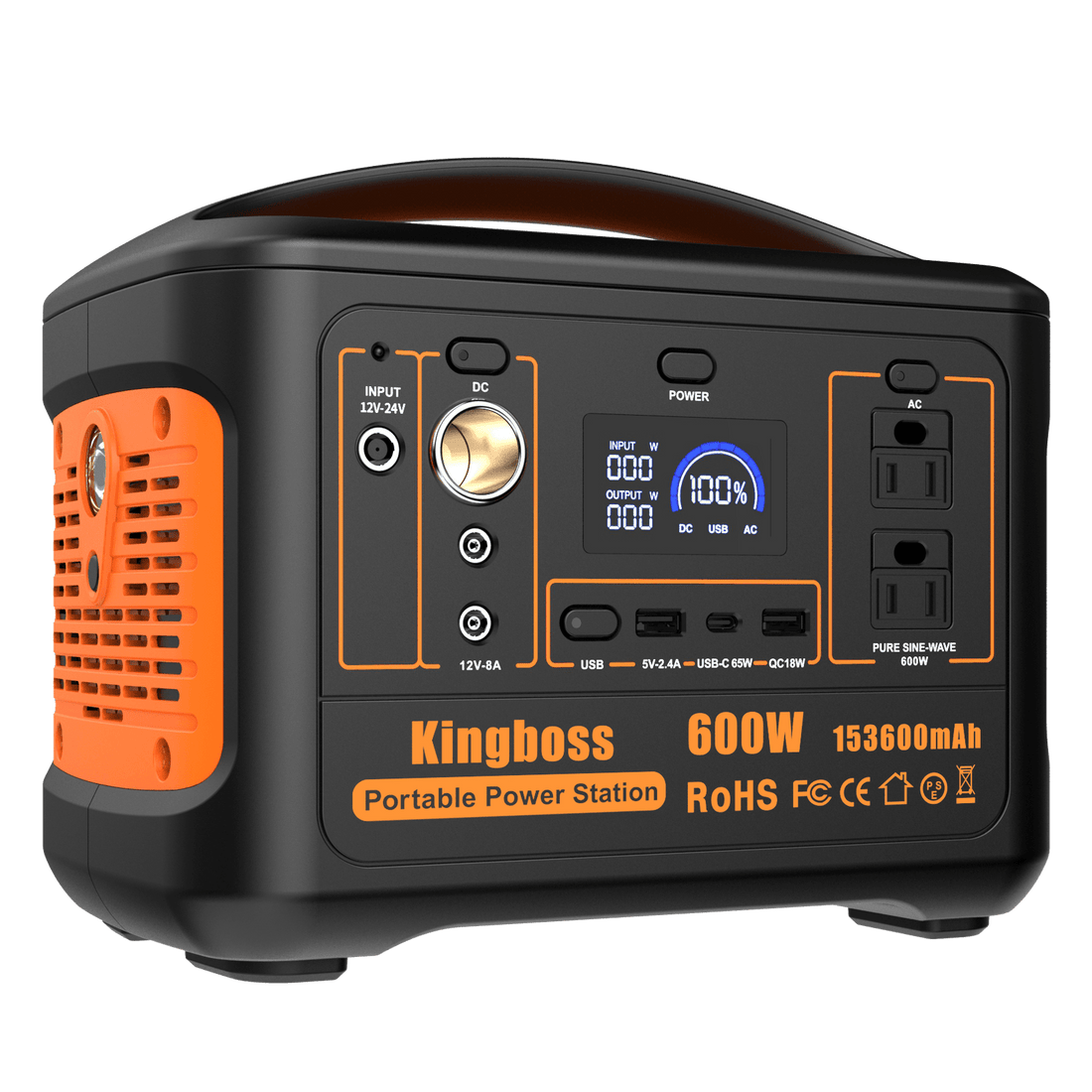 600W Portable Power Station 568Wh 153600mAh Solar Generator Backup Power With AC/DC/ PD 65W Type-c/QC3.0/Wireless Charger /Flashlight; CPAP Battery Pack Emergency Power Supply Battery Power