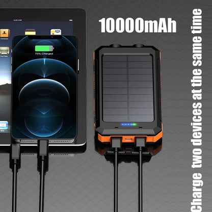 10000mAh Solar Power Bank with Dual USB and Flashlight