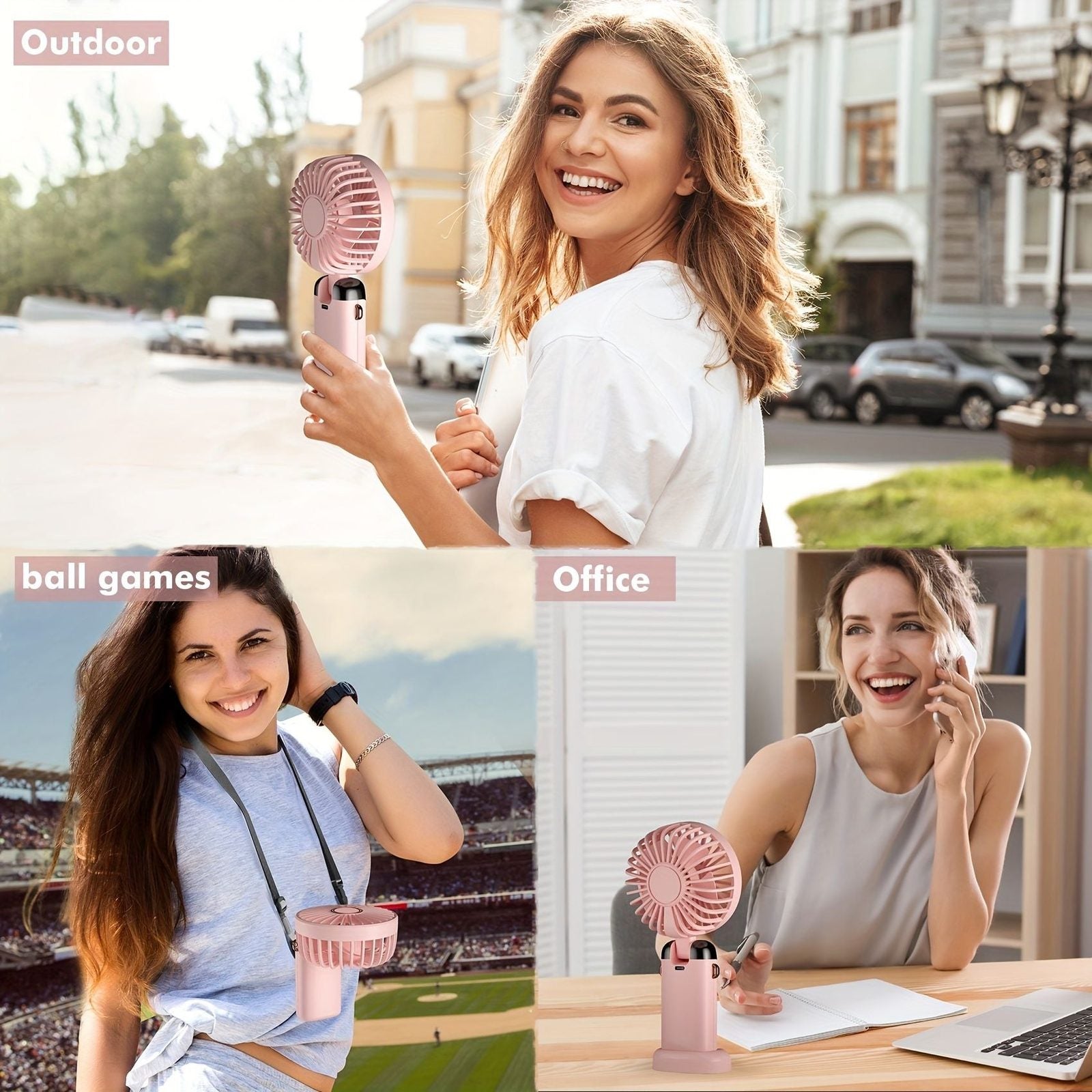 Pro Dual Handheld Silent Fan w/ Powerbank