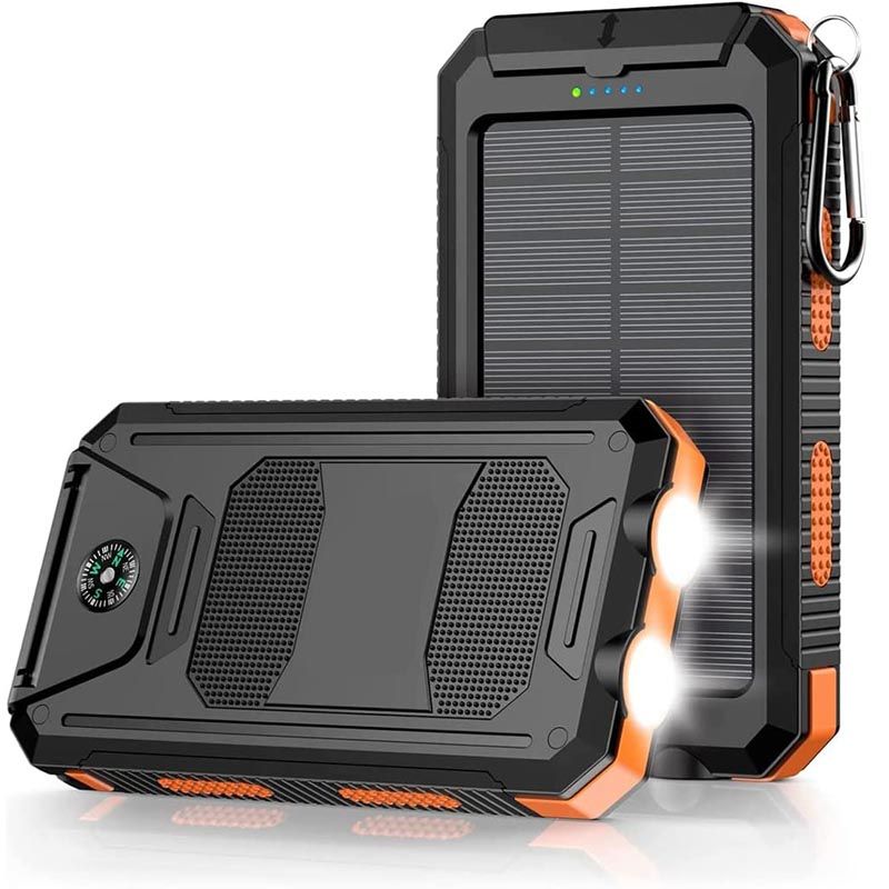 10000mAh Solar Power Bank with Dual USB and Flashlight