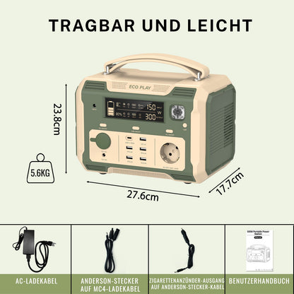 500W Portable Power Station; 484Wh Solar Generator Power Pack Battery Lithium Backup Power Supply with 2 AC Outlets; Emergency LED Light for Outdoor Adventure Camping RV Emergency