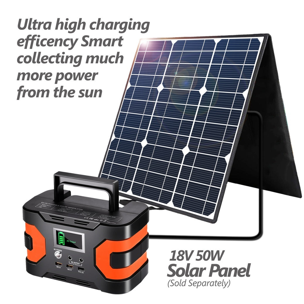 200W Peak Power Station, Flashfish CPAP Battery 166Wh 45000mAh Backup Power Pack With 50W 18V Portable Solar Panel, FLASHFISH Foldable Solar Charger