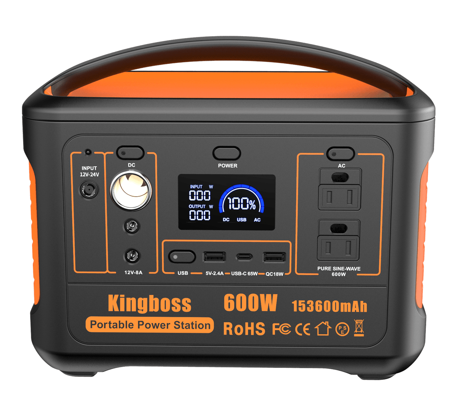 600W Portable Power Station 568Wh 153600mAh Solar Generator Backup Power With AC/DC/ PD 65W Type-c/QC3.0/Wireless Charger /Flashlight; CPAP Battery Pack Emergency Power Supply Battery Power